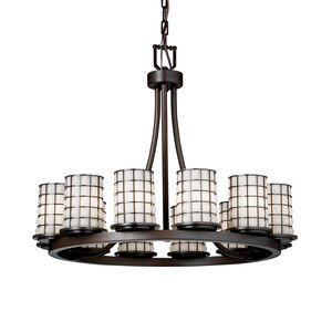 Wire Glass 12 Light 28 inch Dark Bronze Chandelier Ceiling Light in Grid with Clear Bubbles, Incandescent