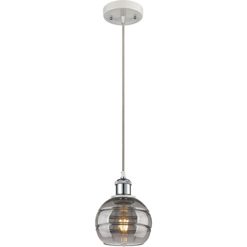 Ballston Rochester 1 Light 5.88 inch White Polished Chrome Cord Hung Mini Pendant Ceiling Light