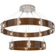 Parallel LED Beige Silver Chandelier Ceiling Light, Two-Tier Ring