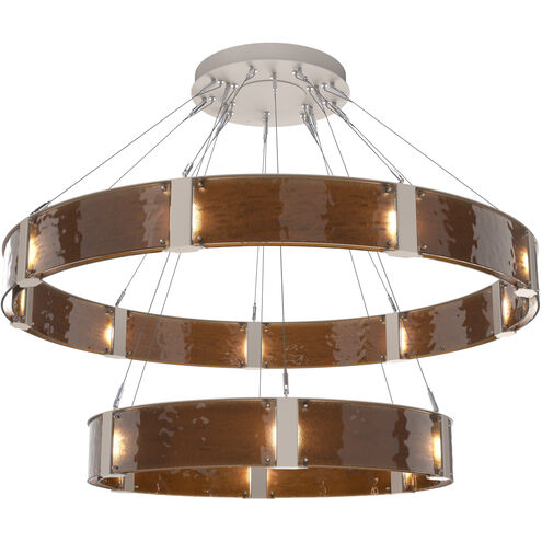 Parallel LED Beige Silver Chandelier Ceiling Light, Two-Tier Ring