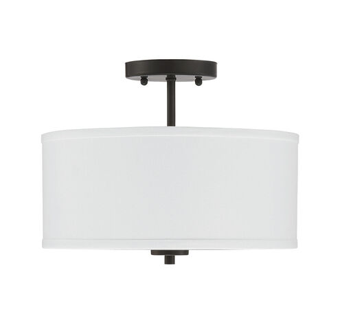 Modern 2 Light 13 inch Matte Black Semi-Flush Ceiling Light