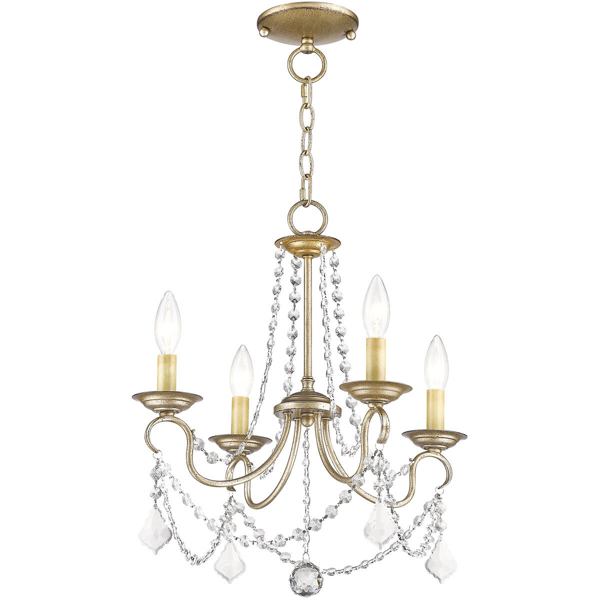 Pennington 4 Light 18 inch Hand Painted Antique Silver Leaf Convertible Mini Chandelier/Ceiling Mount Ceiling Light