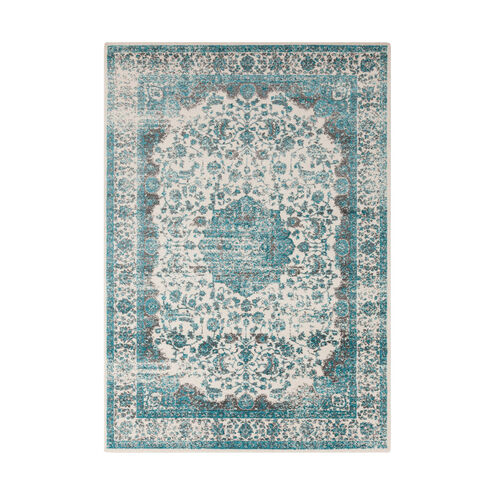 Aberdine 90 X 62 inch Aqua/Teal/Medium Gray/Ivory Rugs, Polypropylene