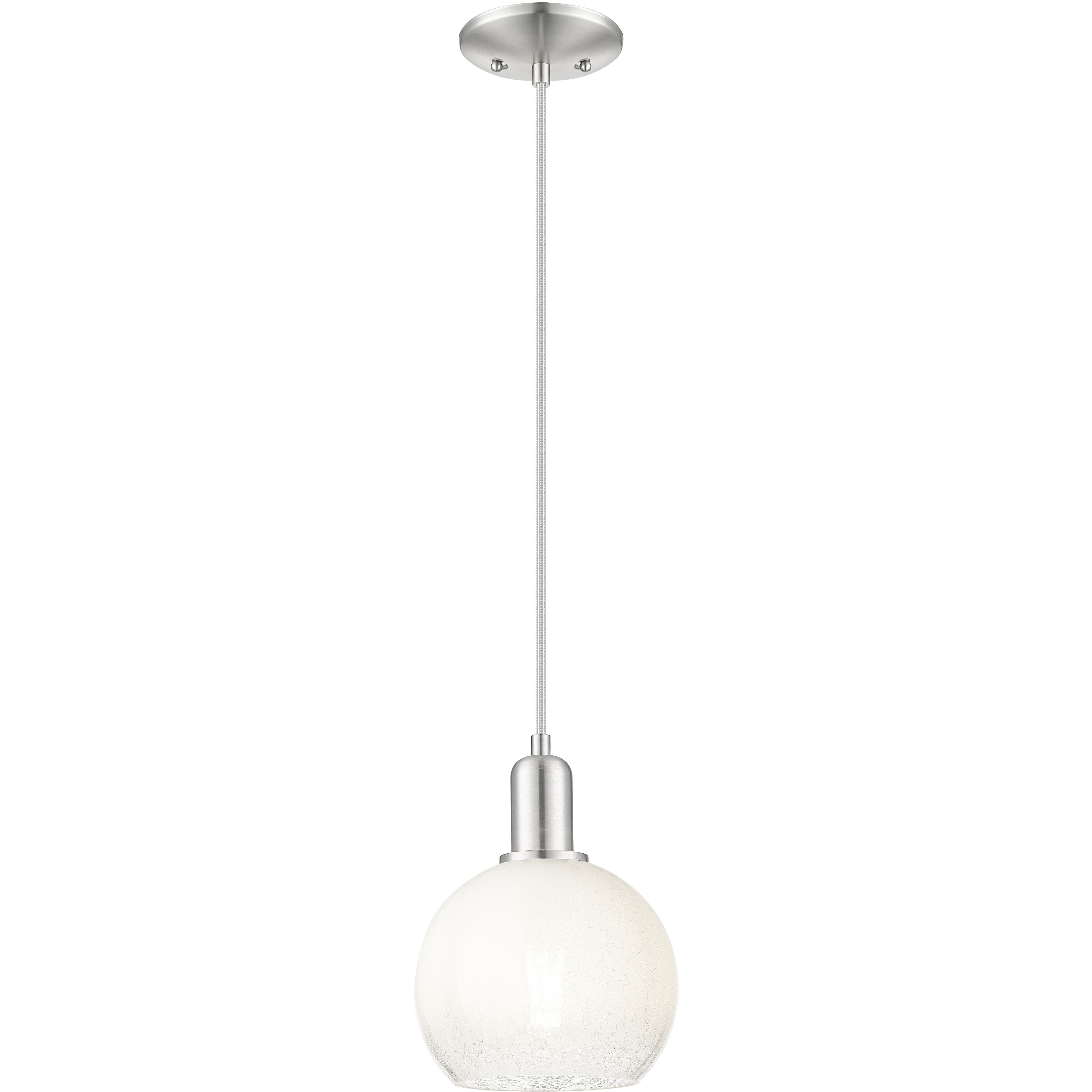 Downtown Urban Brookhaven Globe 1 Light 7.88 inch Brushed Satin Nickel Mini Pendant Ceiling Light in Opal Glass
