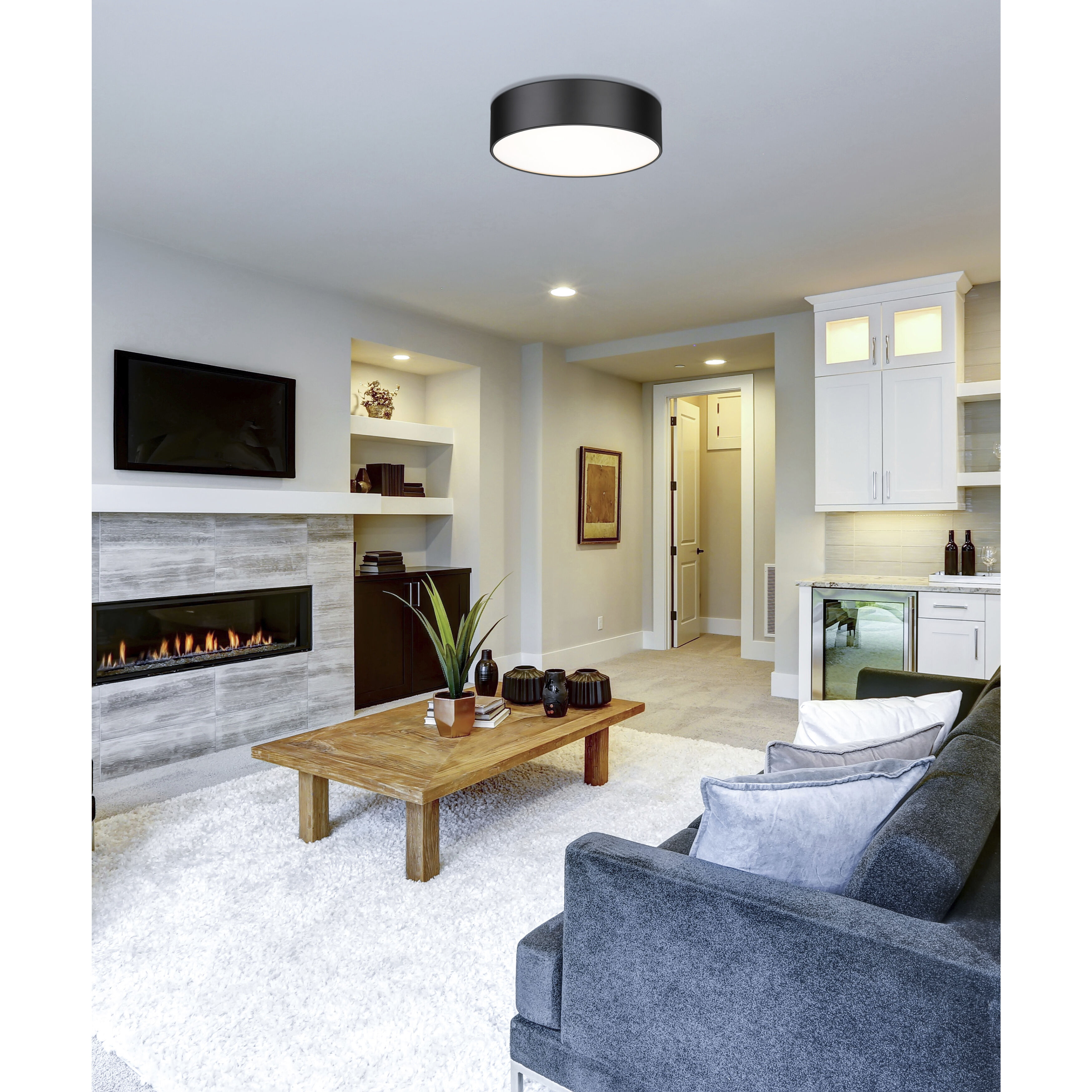 Harley 4 Light 20 inch Matte Black Flush Mount Ceiling Light