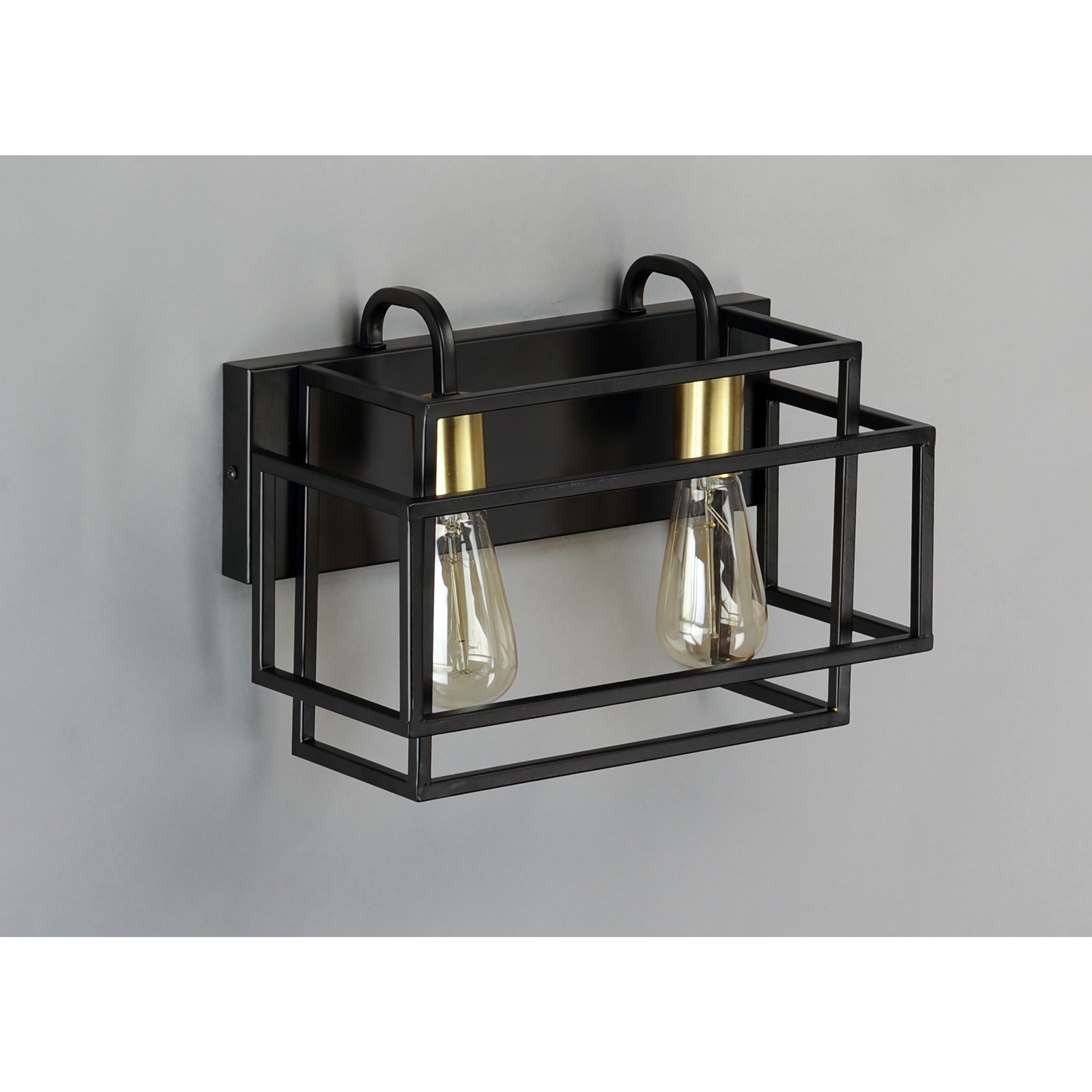 Liner 2 Light 14 inch Black/Satin Brass Bath Vanity Wall Light