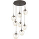 Aster LED LED Flat Bronze Chandelier Ceiling Light, Round Multi-Port