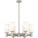 Crown Point 6 Light 24 inch Satin Nickel Chandelier Ceiling Light in Matte White Glass