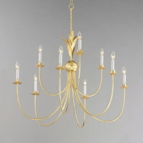 Paloma 9 Light 36 inch Gold Leaf Chandelier Ceiling Light