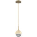 Cabochon LED 6.2 inch Gilded Brass with Travertine Stone Pendant Ceiling Light in Smoke, 2700K LED