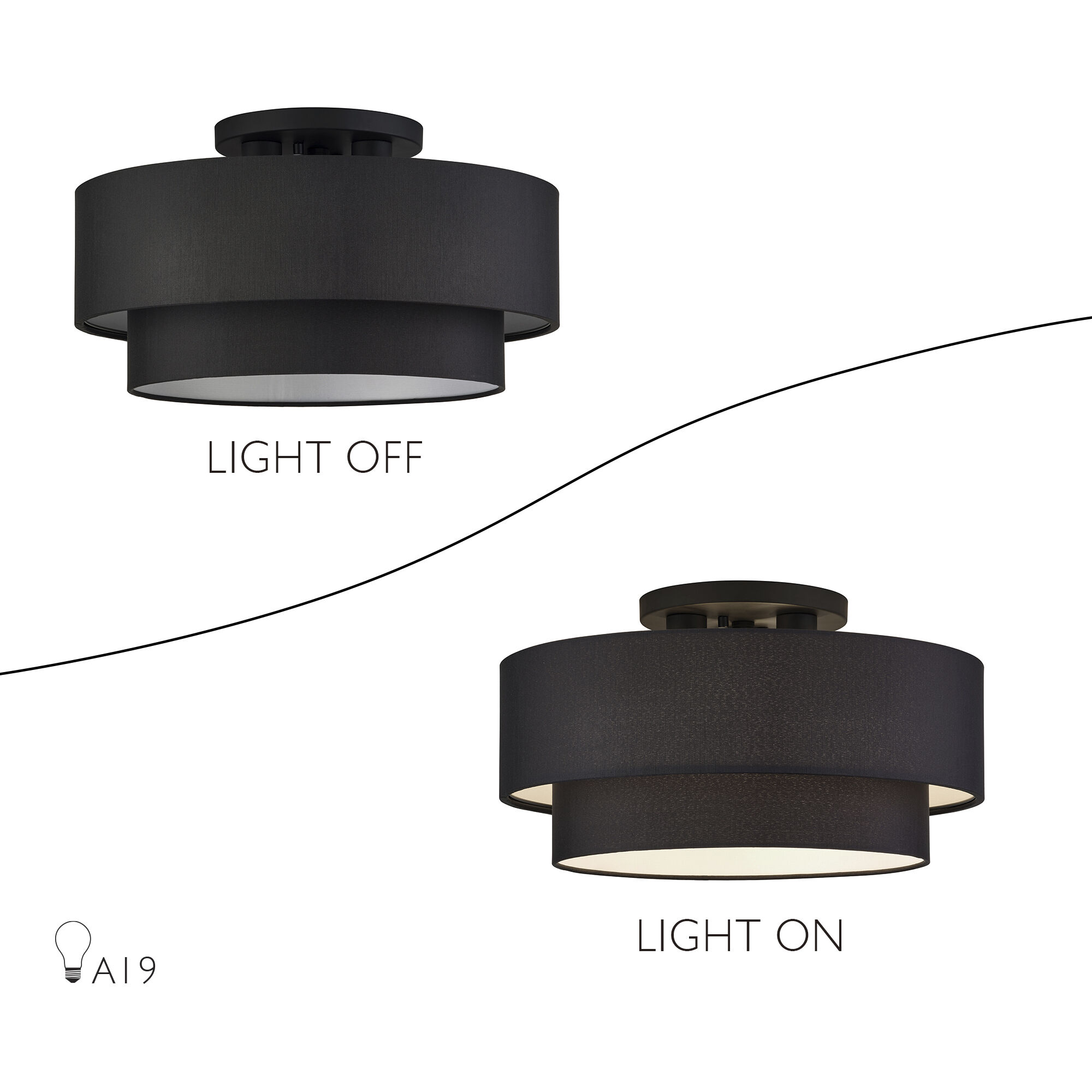 Bainbridge 3 Light 18 inch Black Semi Flush Mount Ceiling Light, Large