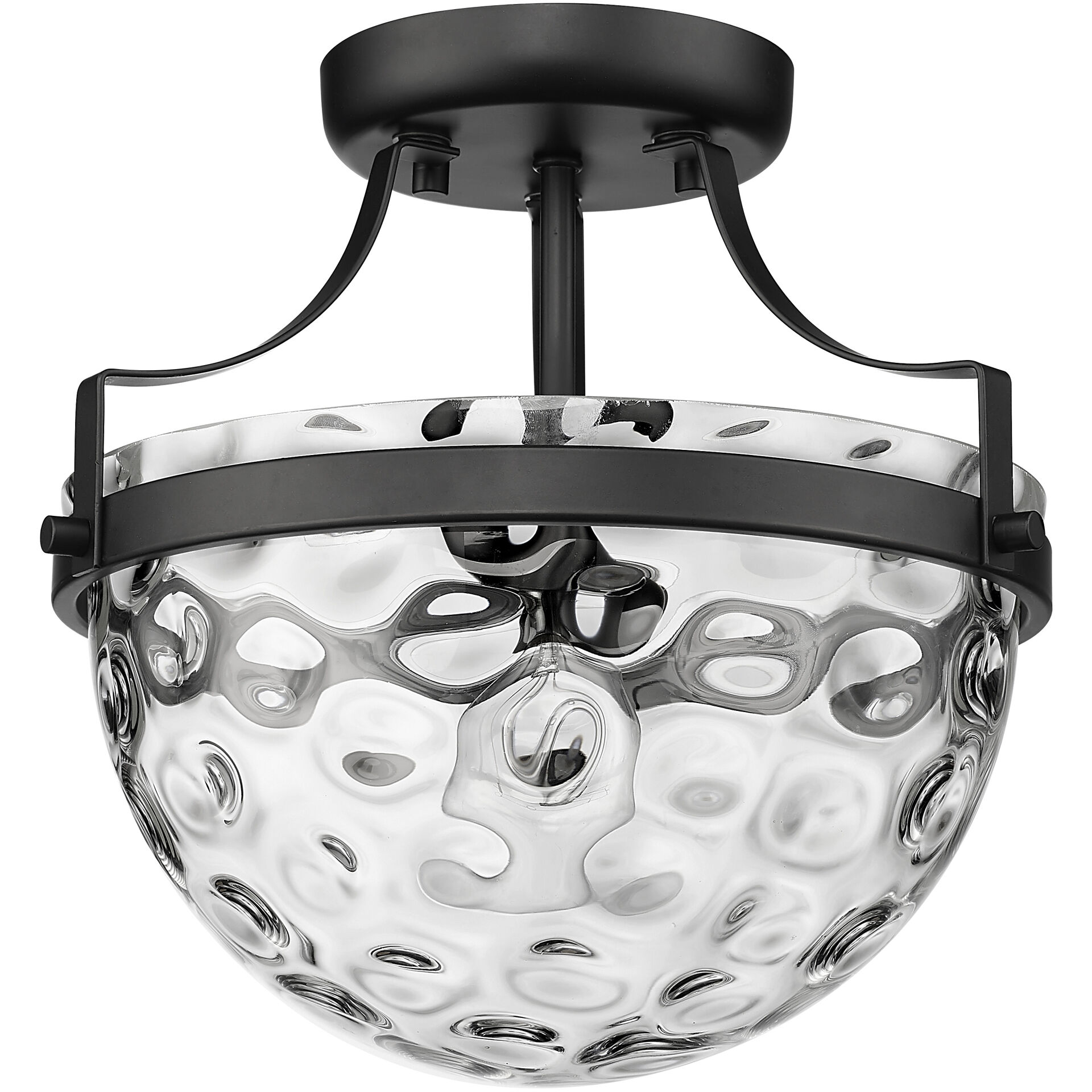 Quinn 1 Light 11 inch Matte Black Semi-Flush Ceiling Light