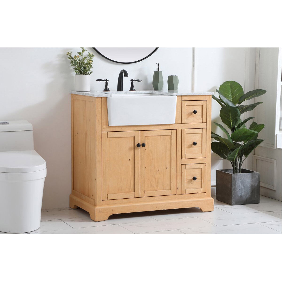 Franklin 36 X 22 X 35 inch Natural Wood Bathroom Vanity Cabinet