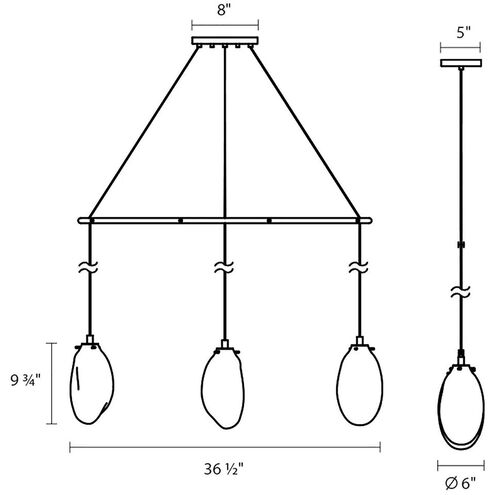 Liquid LED 37 inch Satin Black Pendant Ceiling Light in Poured White Glass