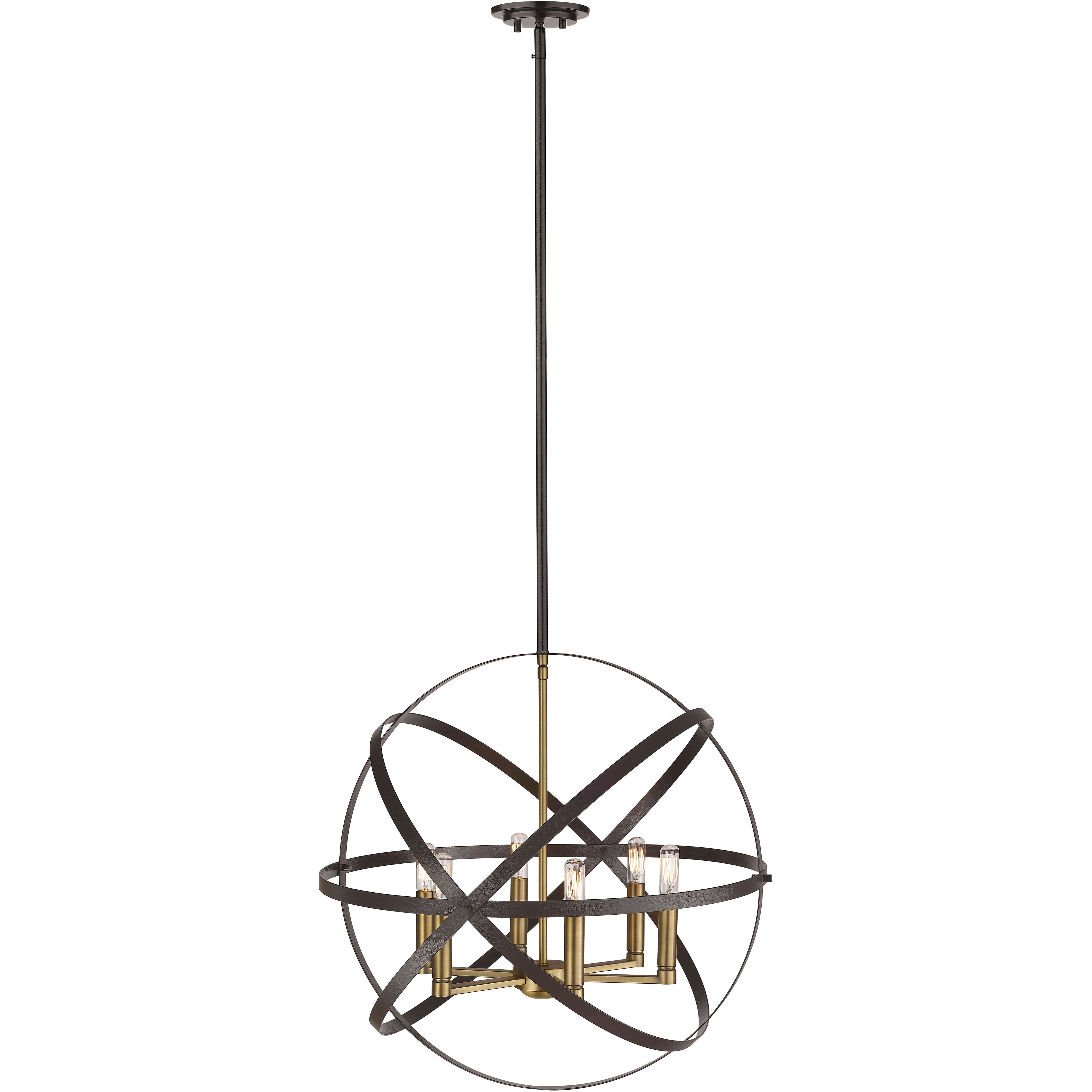 Cavallo 6 Light 24 inch Hammered Bronze and Olde Brass Chandelier Ceiling Light