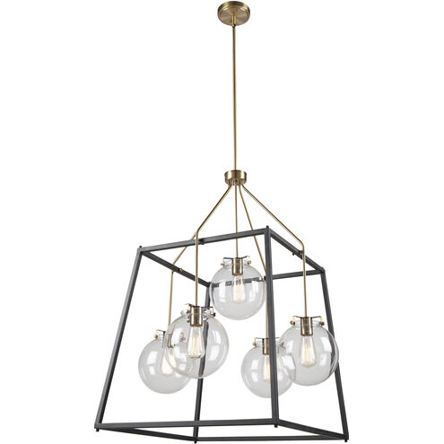 Bridgetown 5 Light 28 inch Black and Harvest Brass Chandelier Ceiling Light