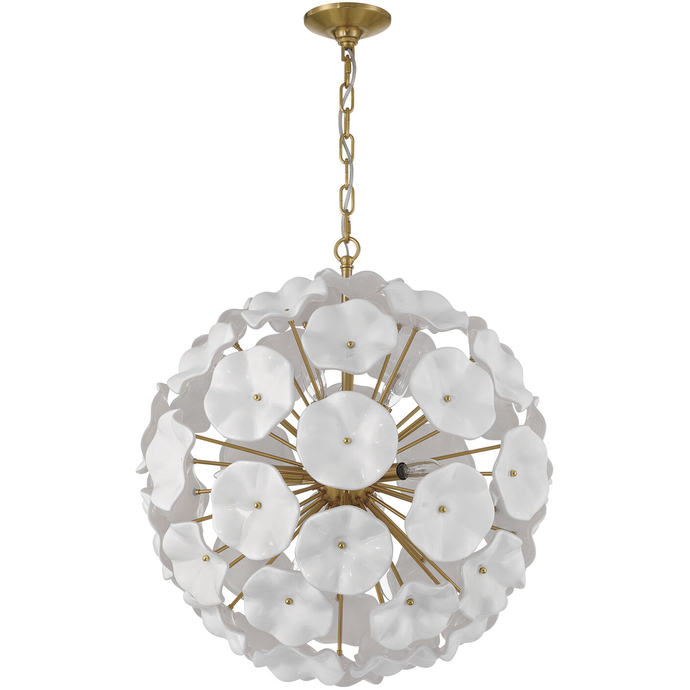 Esme 9 Light 22.5 inch Aged Brass Chandelier Ceiling Light in Floral Glass Petals White