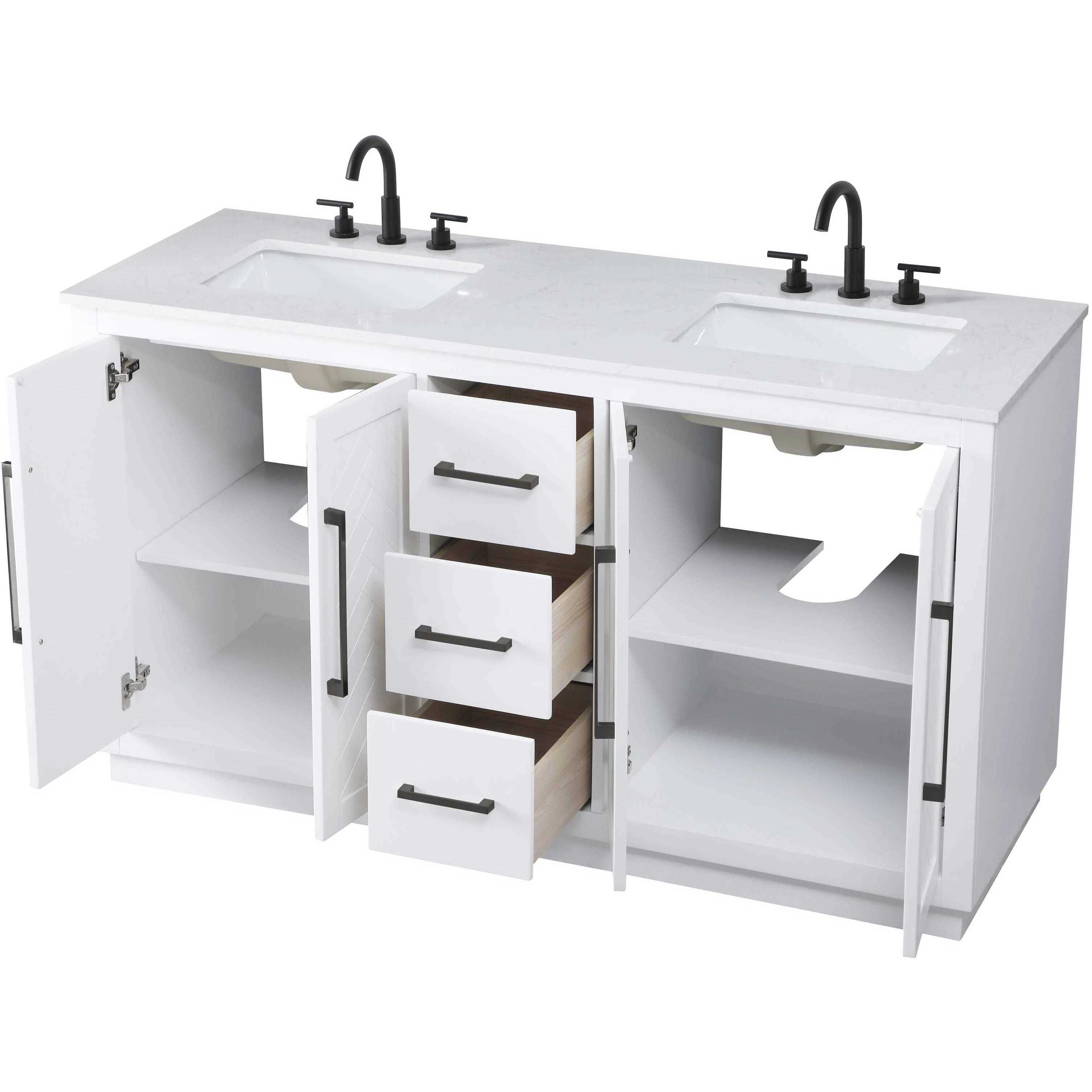 Chase 60 X 34 inch White Bathroom Vanity Cabinet