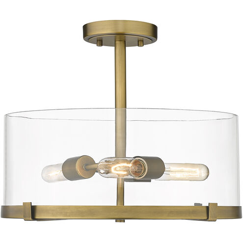Callista 3 Light 16.5 inch Rubbed Brass Semi Flush Mount Ceiling Light