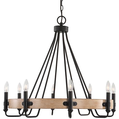 Deschutes 8 Light 30 inch Sanded Black and Faux Painted Wood Chandelier Ceiling Light