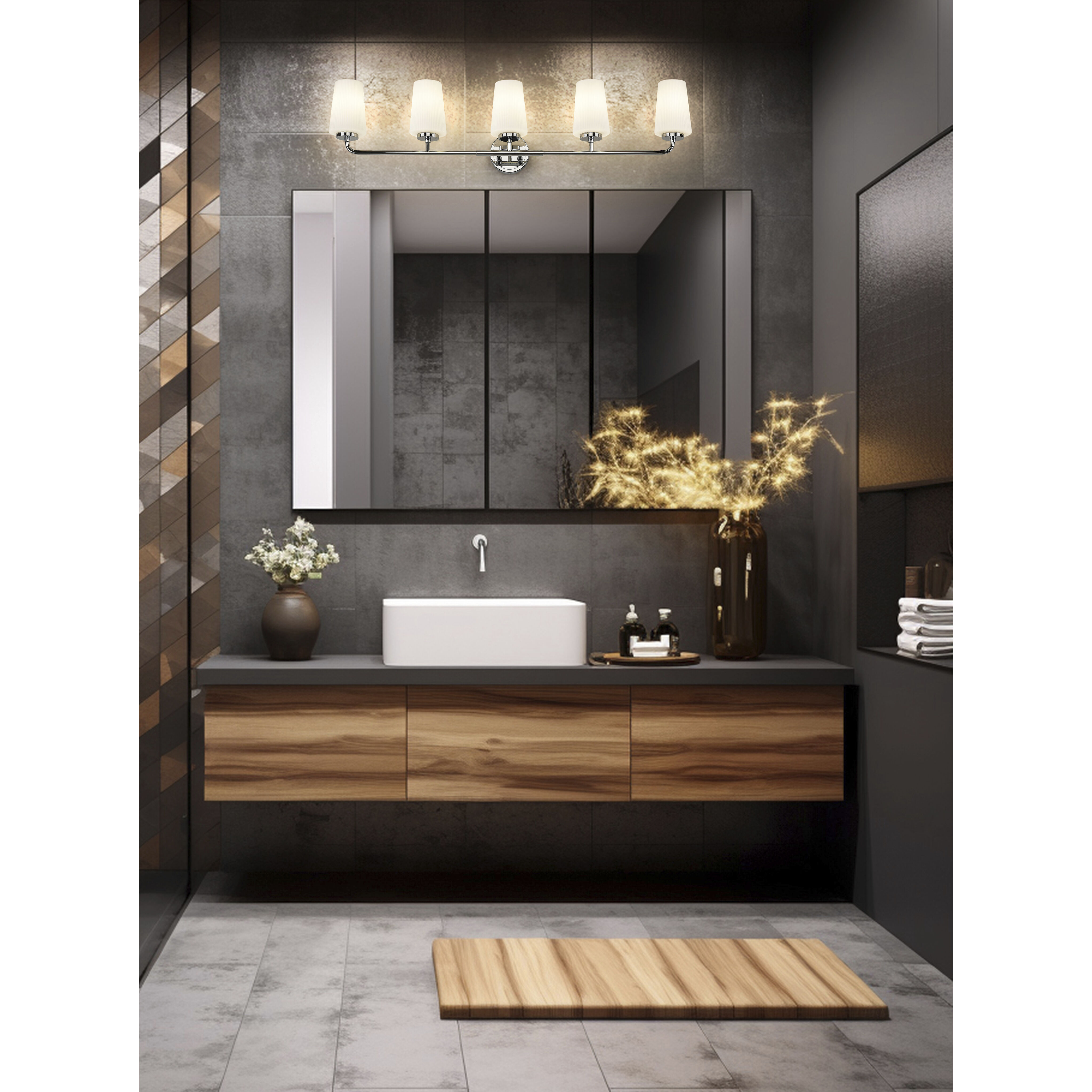 Montford 5 Light 40 inch Chrome Bath Vanity Light Wall Light