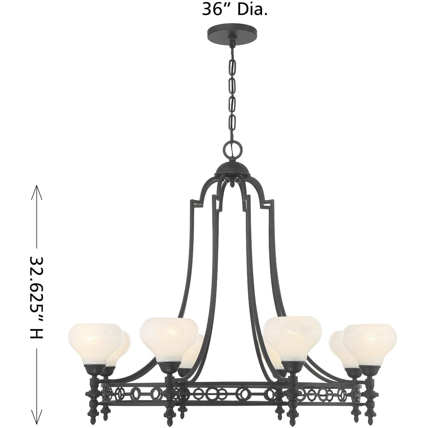 Allston 8 Light 36 inch Matte Black Chandelier Ceiling Light