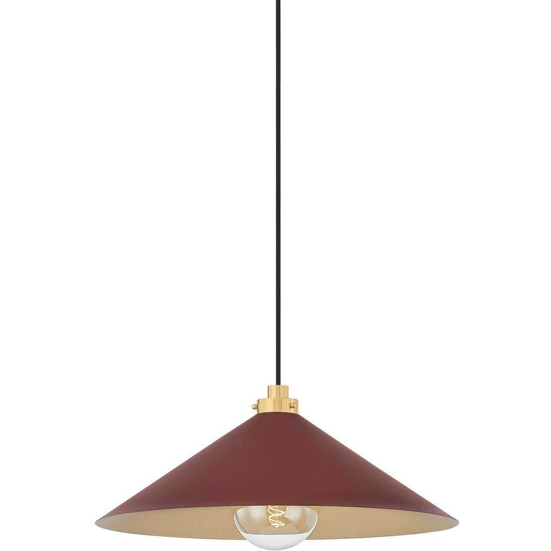 Clivedon 1 Light 20 inch Aged Brass/Soft Crimson Pendant Ceiling Light