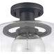 Clement 1 Light 13 inch Matte Black Semi Flush Mount Ceiling Light