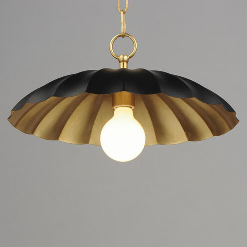 Primrose 1 Light 16 inch Black and Gold Leaf Single Pendant Ceiling Light