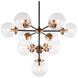 Maru 10 Light 30 inch Aged Gold Brass Chandelier Ceiling Light in Aged Gold Brass and Clear