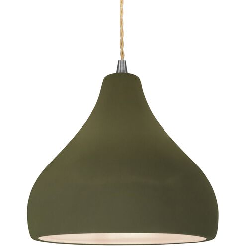 Radiance 1 Light 11.5 inch Brushed Nickel and Matte Green Pendant Ceiling Light