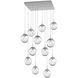 Aster LED LED Classic Silver Chandelier Ceiling Light, Square Multi-Pendant