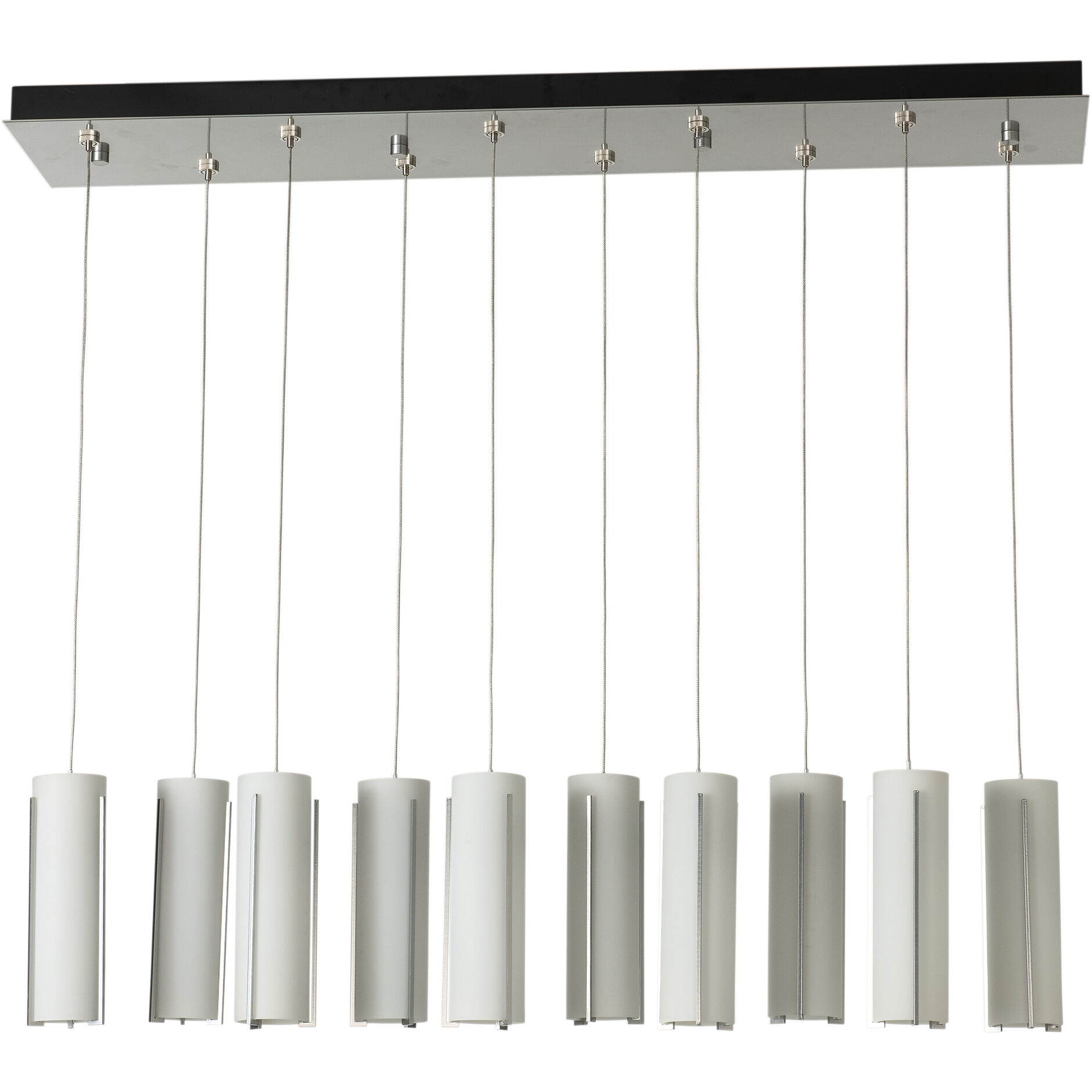 Exos Glass 10 Light 44.5 inch Sterling Pendant Ceiling Light in Opal, Rectangular