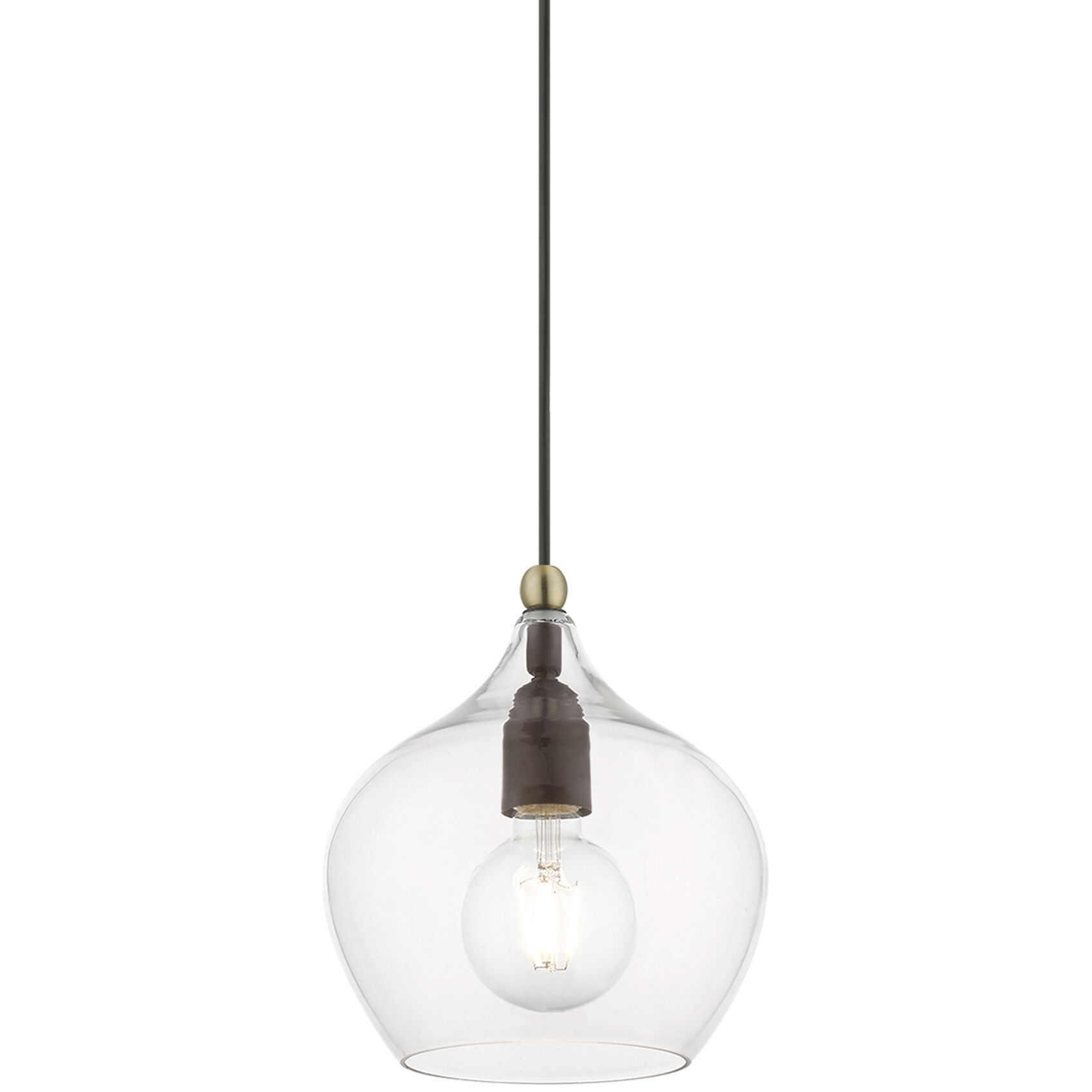 Aldrich 1 Light 8 inch Bronze with Antique Brass Accent Pendant Ceiling Light