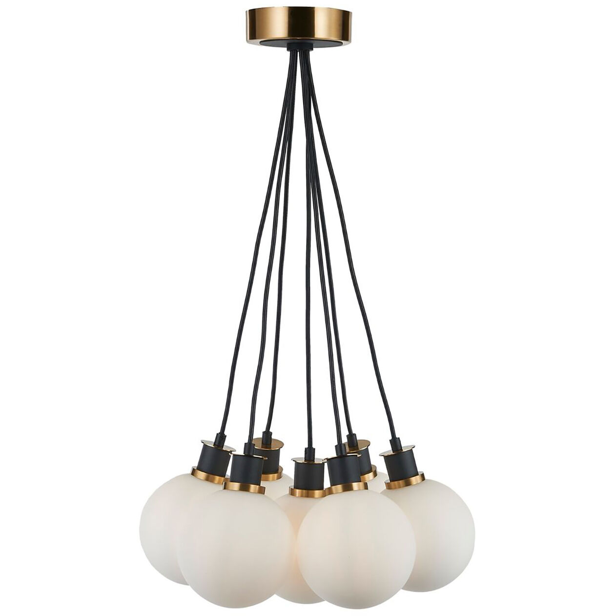 Gem LED 18 inch Black and Brushed Brass Chandelier Ceiling Light in White