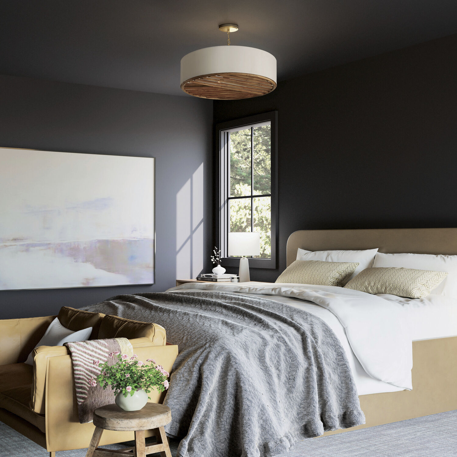 Soleil 4 Light 24.5 inch Matte Brass Pendant Ceiling Light