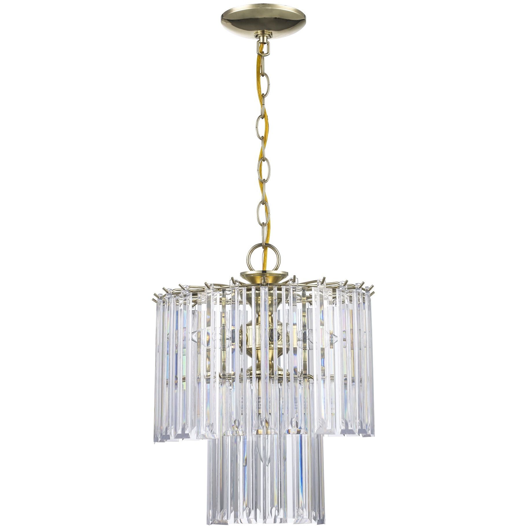 Tranquility 5 Light 14 inch Polished Brass Pendant Ceiling Light in Clear Beveled Acrylic tapers