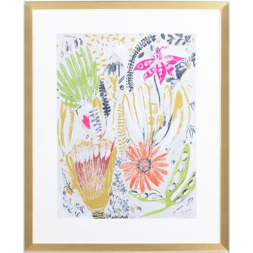 Florals Collection Green Framed Art