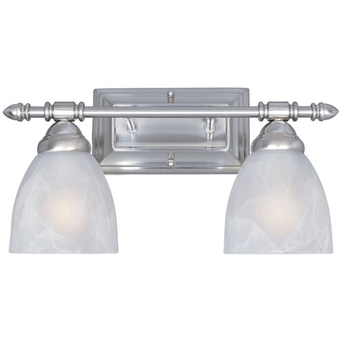 Apollo 2 Light 15.75 inch Satin Platinum Bath Bar Wall Light in Faux Alabaster