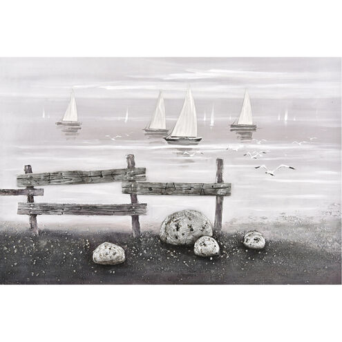 Beach Scene Gray and White Wall Art