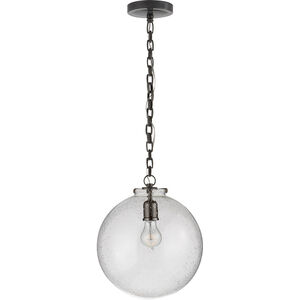 Thomas O'Brien Katie 1 Light 12 inch Bronze Pendant Ceiling Light in Seeded Glass