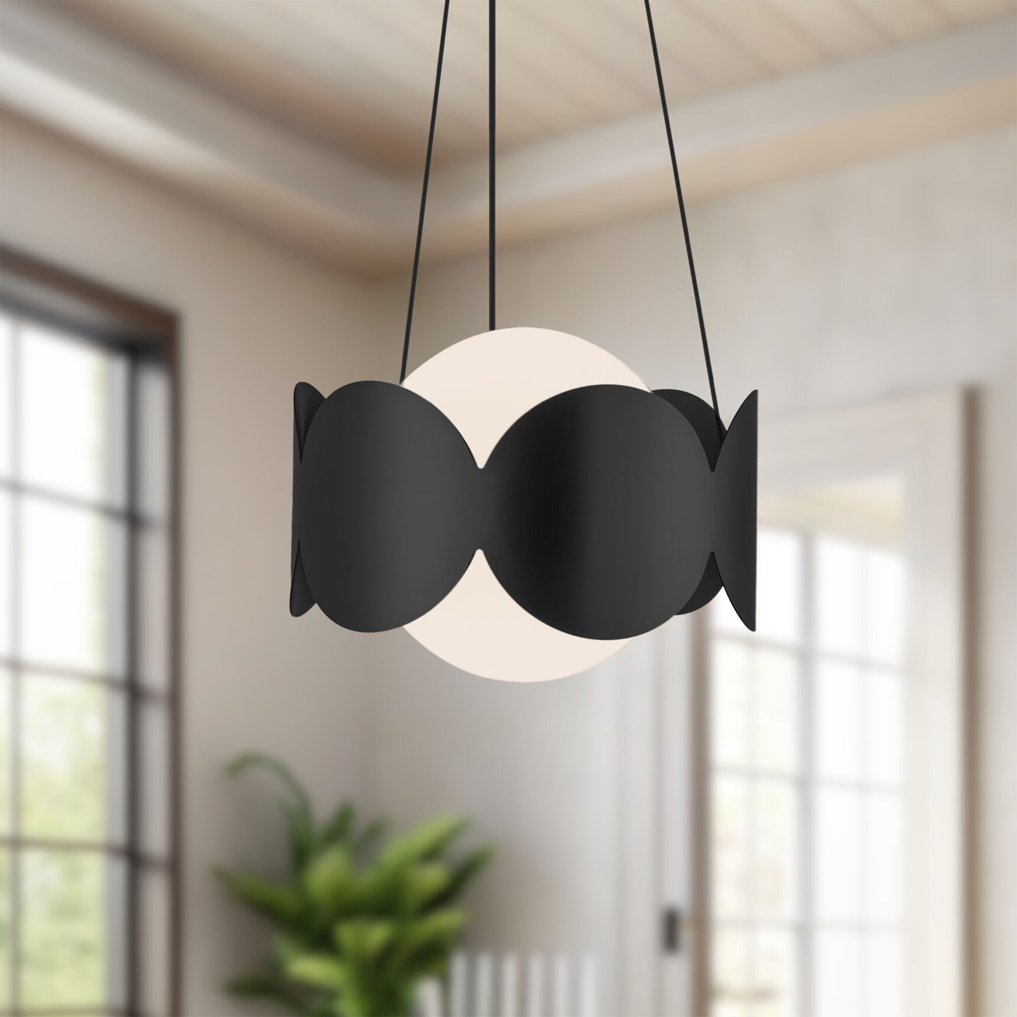 Ciel 1 Light 10.13 inch Black/Opal Glass Chandelier Ceiling Light