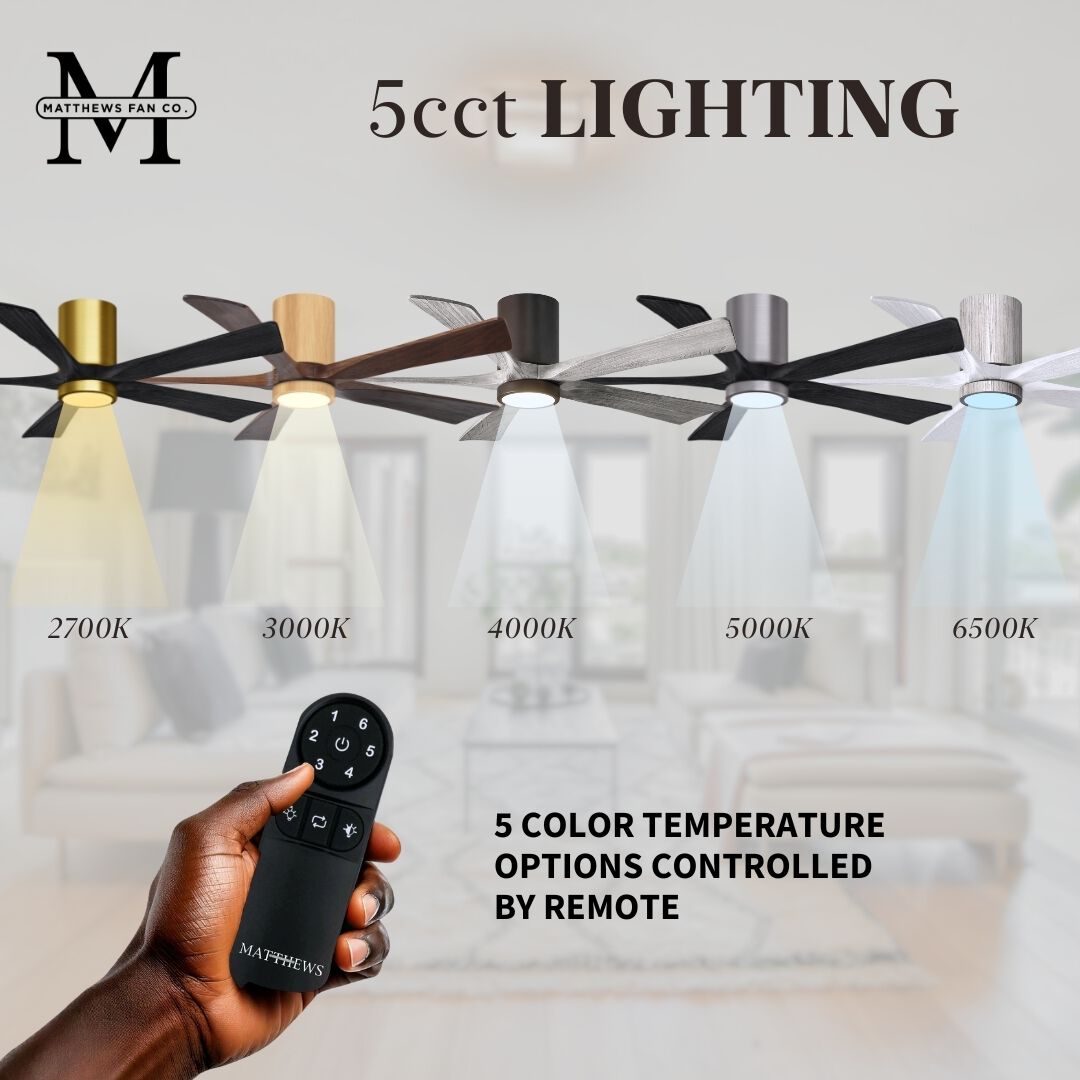 Atlas Irene-5HLK 42 inch Walnut Tone with Barn Wood Tone Blades Flush Mount Paddle Fan, Flush Mounted