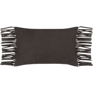 Suede Fringe 22 inch Black Pillow Kit, Lumbar
