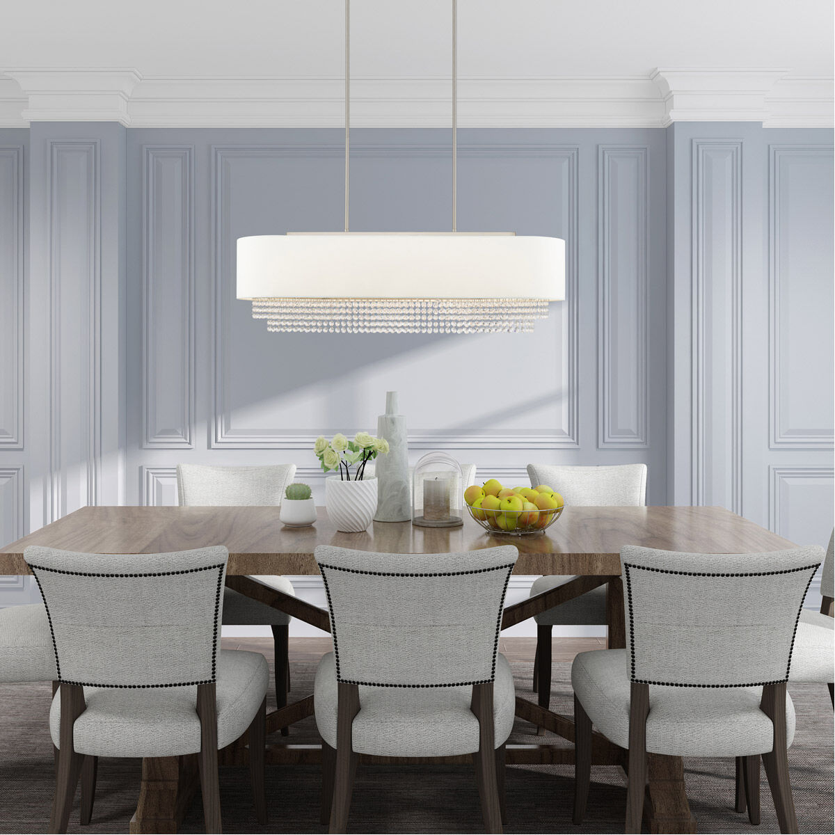 Carlisle 5 Light 41 inch Brushed Nickel Linear Chandelier Ceiling Light