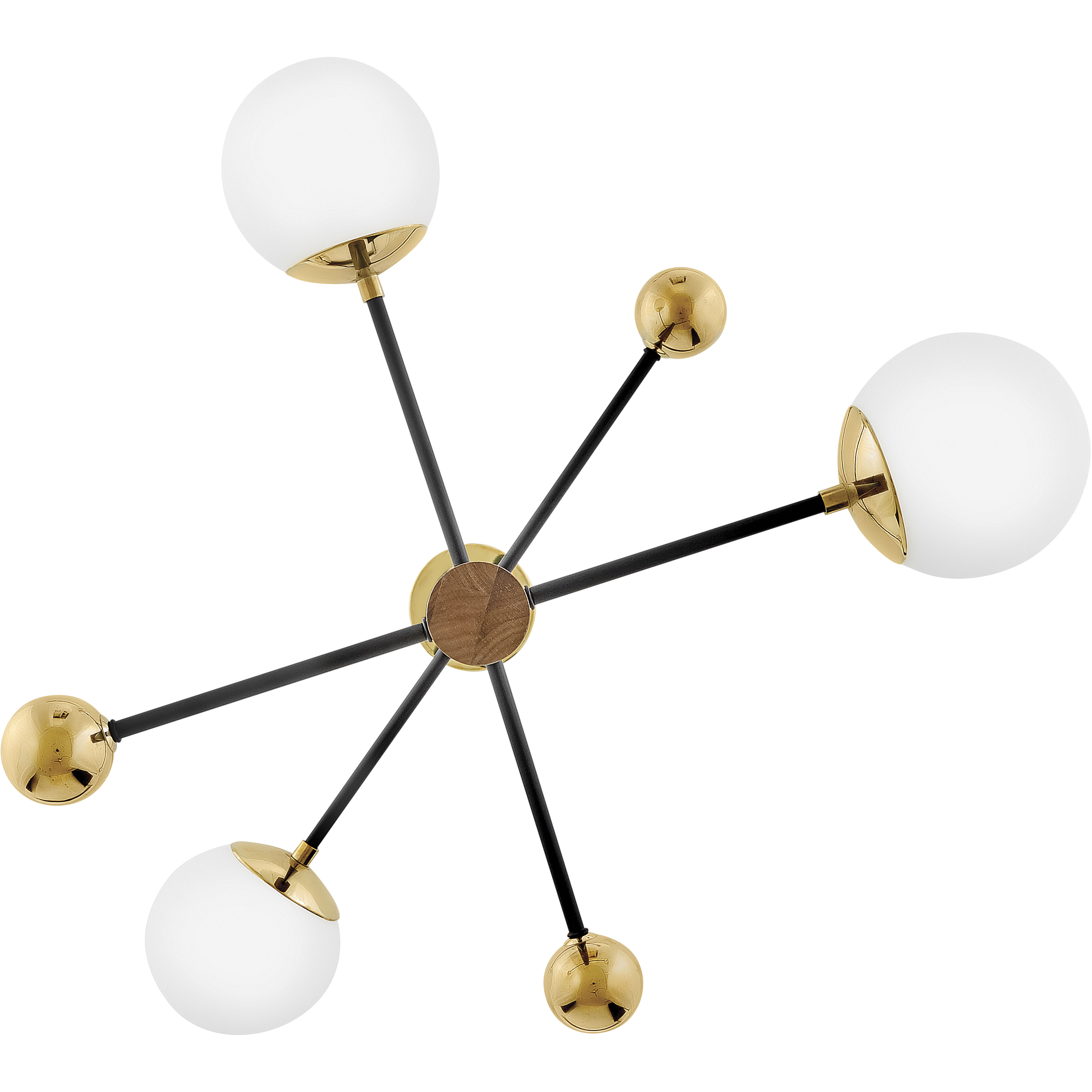 Auggie 3 Light 30.75 inch Bright Brass with Walnut Chandelier Ceiling Light