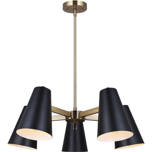Harken 5 Light 26 inch Black/Gold Chandelier Ceiling Light