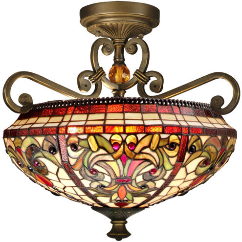 Evelyn 2 Light 18 inch Antique Golden Bronze Flush Mount Ceiling Light