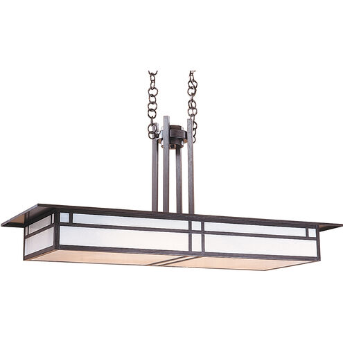 Huntington 4 Light 22 inch Rustic Brown Pendant Ceiling Light in Amber Mica, Double T-Bar Overlay