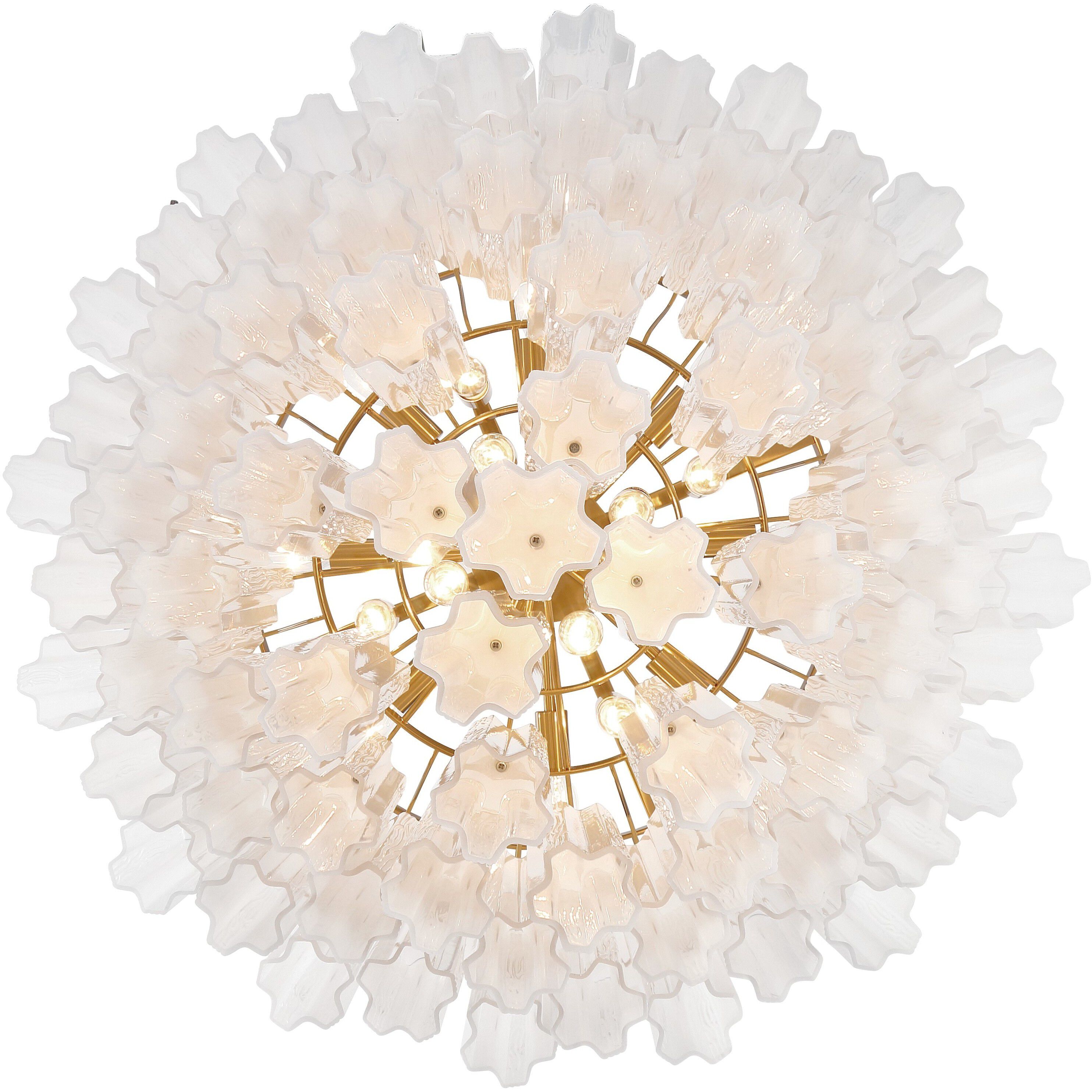 Addis 16 Light 32 inch Aged Brass Chandelier Ceiling Light in Tronchi Glass White